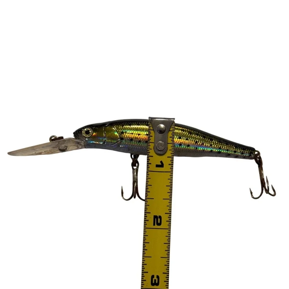 Holographic Gold Silver Deep‎ Diver Minnow Crankbait Fishing Lure 3.5 Inch